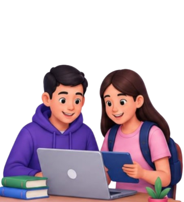 Estudiantes usando EduNova Library